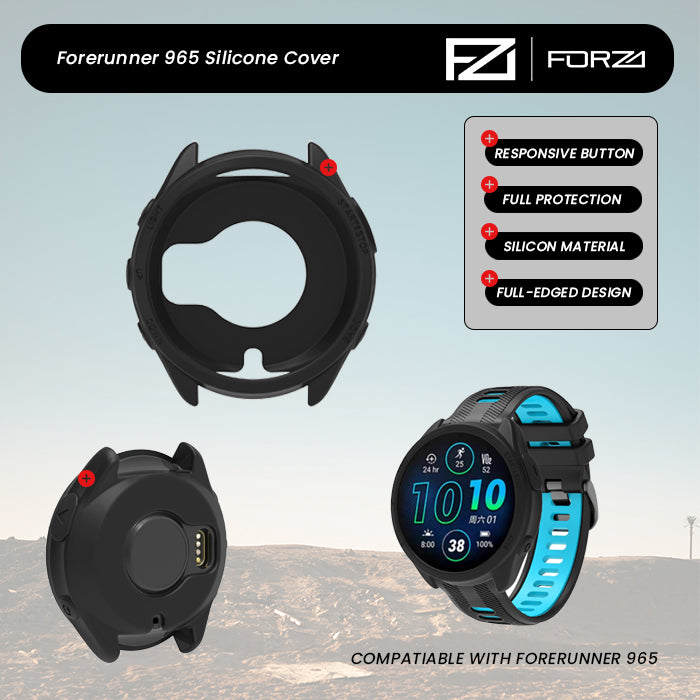 FORZA Silicone Bumper Case for Garmin Forerunner 965 - Black