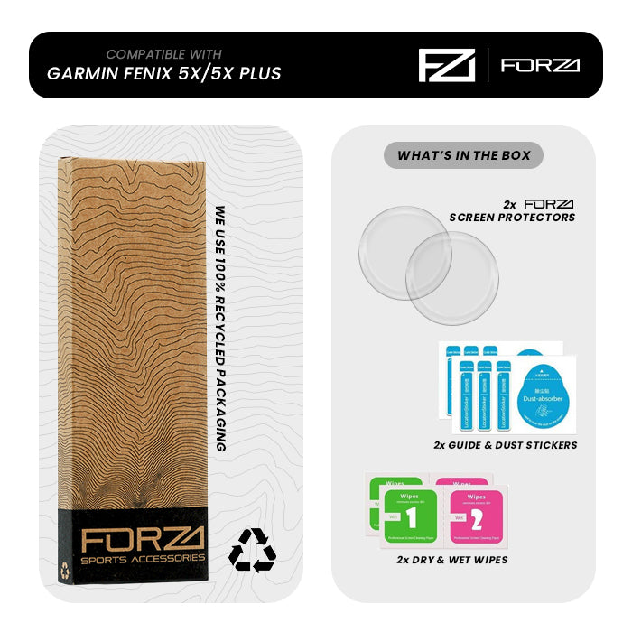 FORZA Tempered Glass Screen Protector for Garmin fenix 5X 2 Pack Forza Trading