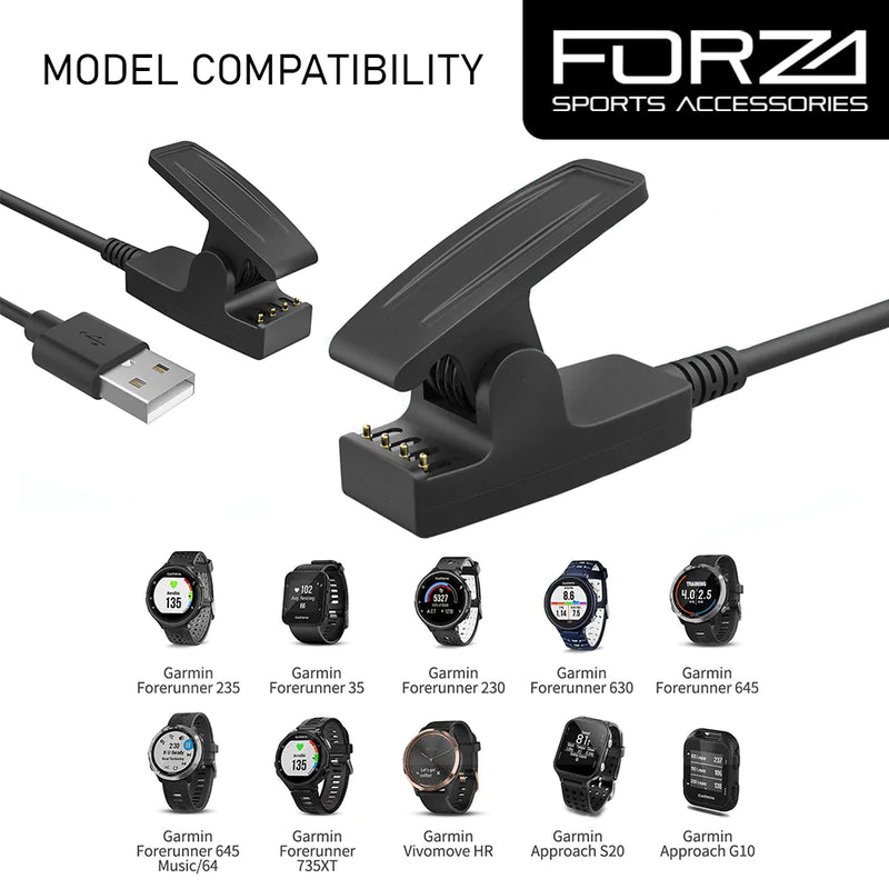 FORZA USB Clip Charging Cable for Garmin Approach/Forerunner/Lily/vivomove